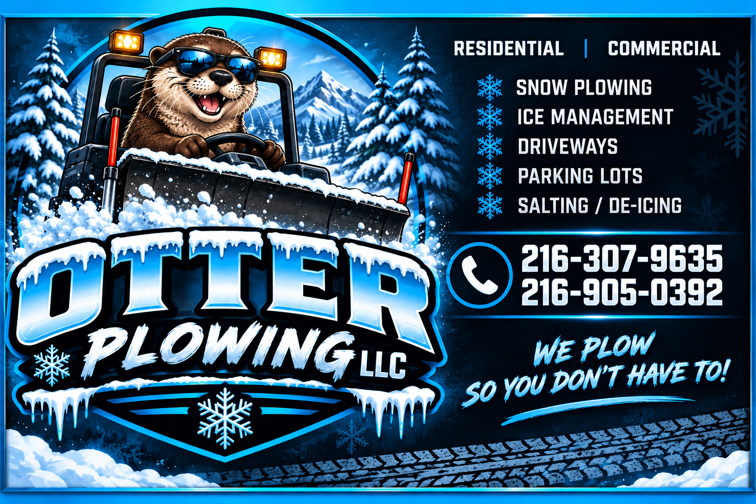 Otter Plowing LLC winter snowplow branding